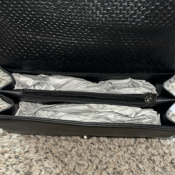 NWOT black leather chain bag with embellished buckle - Picture 8 of 8